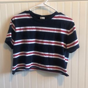 Striped Short-Sleeved Cropped Tee